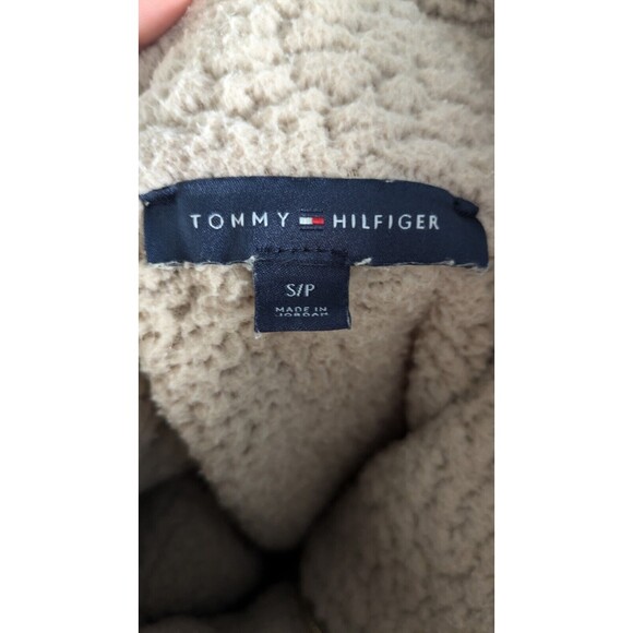 Tommy Hilfiger Sherpa Jacket Womens Small Beige Bomber Teddy Pockets - Picture 5 of 11